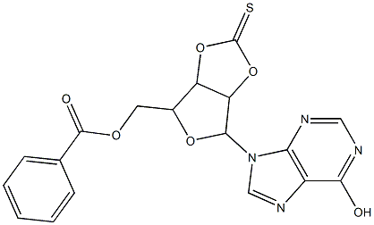 [6-(6-hydroxy-9H-purin-9-yl)-2-thioxotetrahydrofuro[3,4-d][1,3]dioxol-4-yl]methyl benzoate 结构式