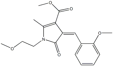 methyl 4-(2-methoxybenzylidene)-1-(2-methoxyethyl)-2-methyl-5-oxo-4,5-dihydro-1H-pyrrole-3-carboxylate 结构式