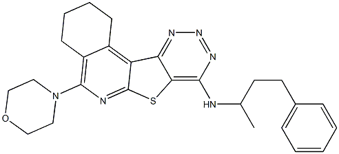 N-(1-methyl-3-phenylpropyl)-5-morpholin-4-yl-1,2,3,4-tetrahydro[1,2,3]triazino[4',5':4,5]thieno[2,3-c]isoquinolin-8-amine 结构式
