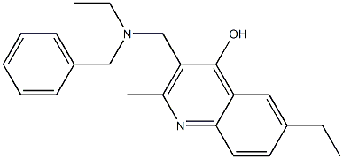 3-{[benzyl(ethyl)amino]methyl}-6-ethyl-2-methyl-4-quinolinol 结构式