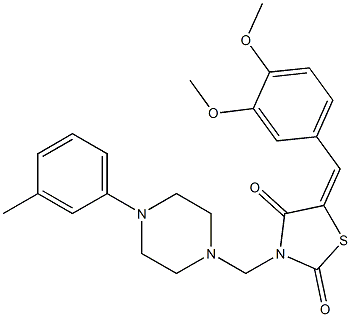 5-(3,4-dimethoxybenzylidene)-3-{[4-(3-methylphenyl)-1-piperazinyl]methyl}-1,3-thiazolidine-2,4-dione 结构式