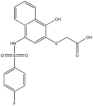 [(4-{[(4-fluorophenyl)sulfonyl]amino}-1-hydroxy-2-naphthyl)sulfanyl]acetic acid 结构式