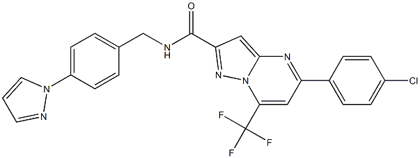 5-(4-chlorophenyl)-N-[4-(1H-pyrazol-1-yl)benzyl]-7-(trifluoromethyl)pyrazolo[1,5-a]pyrimidine-2-carboxamide 结构式