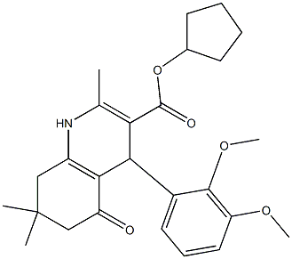 cyclopentyl 4-[2,3-bis(methyloxy)phenyl]-2,7,7-trimethyl-5-oxo-1,4,5,6,7,8-hexahydroquinoline-3-carboxylate 结构式