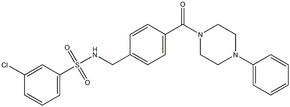 3-chloro-N-{4-[(4-phenyl-1-piperazinyl)carbonyl]benzyl}benzenesulfonamide 结构式