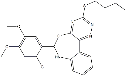 3-(butylsulfanyl)-6-(2-chloro-4,5-dimethoxyphenyl)-6,7-dihydro[1,2,4]triazino[5,6-d][3,1]benzoxazepine 结构式