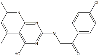 1-(4-chlorophenyl)-2-[(4-hydroxy-5,7-dimethylpyrido[2,3-d]pyrimidin-2-yl)sulfanyl]ethanone 结构式