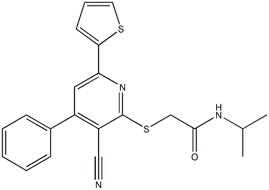 2-[(3-cyano-4-phenyl-6-thien-2-ylpyridin-2-yl)sulfanyl]-N-isopropylacetamide 结构式