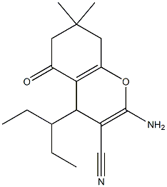 2-amino-4-(1-ethylpropyl)-7,7-dimethyl-5-oxo-5,6,7,8-tetrahydro-4H-chromene-3-carbonitrile 结构式