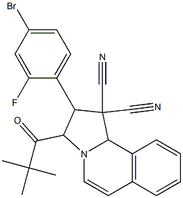 2-(4-bromo-2-fluorophenyl)-3-(2,2-dimethylpropanoyl)-2,3-dihydropyrrolo[2,1-a]isoquinoline-1,1(10bH)-dicarbonitrile 结构式