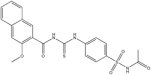 N-acetyl-4-({[(3-methoxy-2-naphthoyl)amino]carbothioyl}amino)benzenesulfonamide 结构式