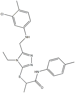 2-({5-[(3-chloro-4-methylanilino)methyl]-4-ethyl-4H-1,2,4-triazol-3-yl}sulfanyl)-N-(4-methylphenyl)propanamide 结构式