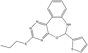 3-(propylsulfanyl)-6-(2-thienyl)-6,7-dihydro[1,2,4]triazino[5,6-d][3,1]benzoxazepine 结构式