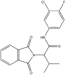 N-(3-chloro-4-fluorophenyl)-2-(1,3-dioxo-1,3-dihydro-2H-isoindol-2-yl)-3-methylbutanamide 结构式