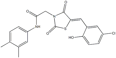 2-[5-(5-chloro-2-hydroxybenzylidene)-2,4-dioxo-1,3-thiazolidin-3-yl]-N-(3,4-dimethylphenyl)acetamide 结构式