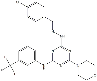 4-chlorobenzaldehyde {4-(4-morpholinyl)-6-[3-(trifluoromethyl)anilino]-1,3,5-triazin-2-yl}hydrazone 结构式