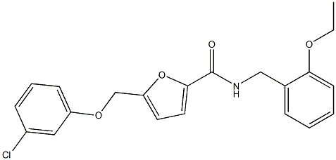 5-[(3-chlorophenoxy)methyl]-N-(2-ethoxybenzyl)-2-furamide 结构式