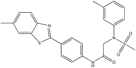 N-[4-(6-methyl-1,3-benzothiazol-2-yl)phenyl]-2-[3-methyl(methylsulfonyl)anilino]acetamide 结构式