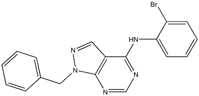 1-benzyl-N-(2-bromophenyl)-1H-pyrazolo[3,4-d]pyrimidin-4-amine 结构式