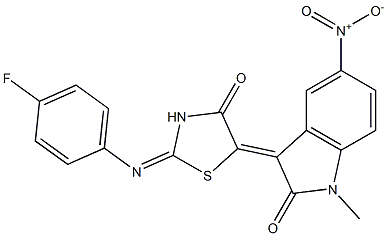 3-{2-[(4-fluorophenyl)imino]-4-oxo-1,3-thiazolidin-5-ylidene}-5-nitro-1-methyl-1,3-dihydro-2H-indol-2-one 结构式