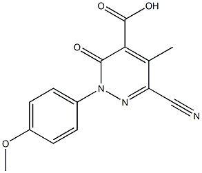 6-cyano-2-(4-methoxyphenyl)-5-methyl-3-oxo-2,3-dihydro-4-pyridazinecarboxylic acid 结构式