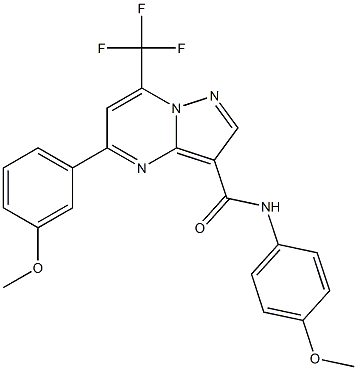 5-[3-(methyloxy)phenyl]-N-[4-(methyloxy)phenyl]-7-(trifluoromethyl)pyrazolo[1,5-a]pyrimidine-3-carboxamide 结构式