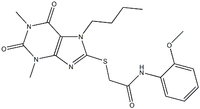 2-[(7-butyl-1,3-dimethyl-2,6-dioxo-2,3,6,7-tetrahydro-1H-purin-8-yl)sulfanyl]-N-(2-methoxyphenyl)acetamide 结构式