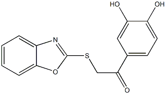 2-(1,3-benzoxazol-2-ylsulfanyl)-1-(3,4-dihydroxyphenyl)ethanone 结构式