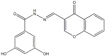 3,5-dihydroxy-N'-[(4-oxo-4H-chromen-3-yl)methylene]benzohydrazide 结构式