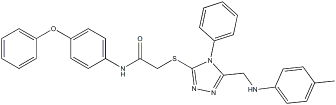 N-(4-phenoxyphenyl)-2-{[4-phenyl-5-(4-toluidinomethyl)-4H-1,2,4-triazol-3-yl]sulfanyl}acetamide 结构式