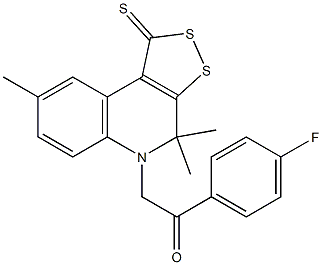 1-(4-fluorophenyl)-2-(4,4,8-trimethyl-1-thioxo-1,4-dihydro-5H-[1,2]dithiolo[3,4-c]quinolin-5-yl)ethanone 结构式