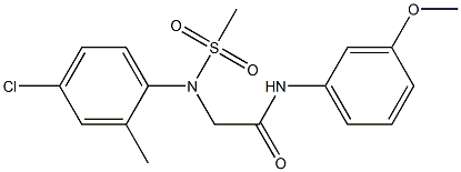 2-[4-chloro-2-methyl(methylsulfonyl)anilino]-N-(3-methoxyphenyl)acetamide 结构式