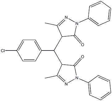 4-[(4-chlorophenyl)(3-methyl-5-oxo-1-phenyl-4,5-dihydro-1H-pyrazol-4-yl)methyl]-5-methyl-2-phenyl-2,4-dihydro-3H-pyrazol-3-one 结构式