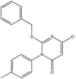 2-(benzylsulfanyl)-1-(4-methylphenyl)-6-oxo-1,6-dihydro-4-pyrimidinolate 结构式