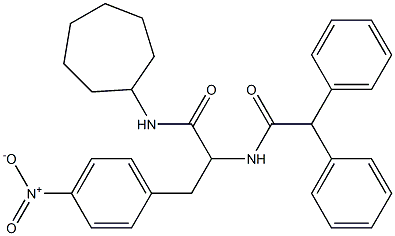 N-cycloheptyl-2-[(diphenylacetyl)amino]-3-{4-nitrophenyl}propanamide 结构式