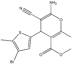 methyl 6-amino-4-(4-bromo-5-methylthien-2-yl)-5-cyano-2-methyl-4H-pyran-3-carboxylate 结构式
