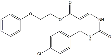 2-phenoxyethyl 4-(4-chlorophenyl)-6-methyl-2-oxo-1,2,3,4-tetrahydro-5-pyrimidinecarboxylate 结构式