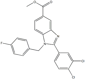 methyl 2-(3,4-dichlorophenyl)-1-(4-fluorobenzyl)-1H-benzimidazole-5-carboxylate 结构式