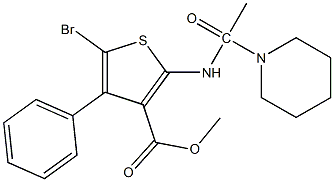 methyl 5-bromo-4-phenyl-2-[(1-piperidinylacetyl)amino]-3-thiophenecarboxylate 结构式