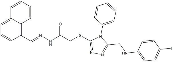 2-({5-[(4-iodoanilino)methyl]-4-phenyl-4H-1,2,4-triazol-3-yl}sulfanyl)-N'-(1-naphthylmethylene)acetohydrazide 结构式