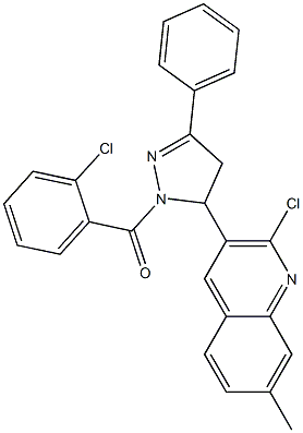 2-chloro-3-[1-(2-chlorobenzoyl)-3-phenyl-4,5-dihydro-1H-pyrazol-5-yl]-7-methylquinoline 结构式