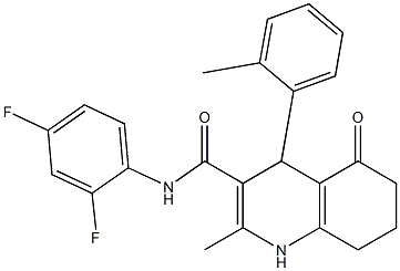 N-(2,4-difluorophenyl)-2-methyl-4-(2-methylphenyl)-5-oxo-1,4,5,6,7,8-hexahydro-3-quinolinecarboxamide 结构式