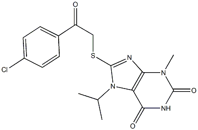 8-{[2-(4-chlorophenyl)-2-oxoethyl]sulfanyl}-7-isopropyl-3-methyl-3,7-dihydro-1H-purine-2,6-dione 结构式