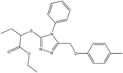 ethyl 2-({5-[(4-methylphenoxy)methyl]-4-phenyl-4H-1,2,4-triazol-3-yl}sulfanyl)butanoate 结构式