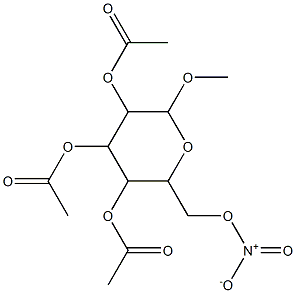 3,5-bis(acetyloxy)-2-({nitrooxy}methyl)-6-methoxytetrahydro-2H-pyran-4-yl acetate 结构式