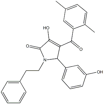 4-(2,5-dimethylbenzoyl)-3-hydroxy-5-(3-hydroxyphenyl)-1-(2-phenylethyl)-1,5-dihydro-2H-pyrrol-2-one 结构式