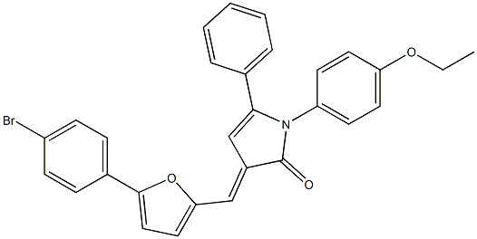 3-{[5-(4-bromophenyl)-2-furyl]methylene}-1-(4-ethoxyphenyl)-5-phenyl-1,3-dihydro-2H-pyrrol-2-one 结构式