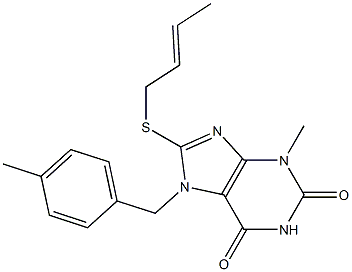 8-(2-butenylsulfanyl)-3-methyl-7-(4-methylbenzyl)-3,7-dihydro-1H-purine-2,6-dione 结构式