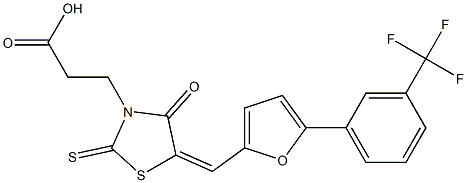 3-[4-oxo-2-thioxo-5-({5-[3-(trifluoromethyl)phenyl]-2-furyl}methylene)-1,3-thiazolidin-3-yl]propanoic acid 结构式