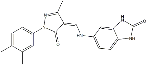 5-({[1-(3,4-dimethylphenyl)-3-methyl-5-oxo-1,5-dihydro-4H-pyrazol-4-ylidene]methyl}amino)-1,3-dihydro-2H-benzimidazol-2-one 结构式